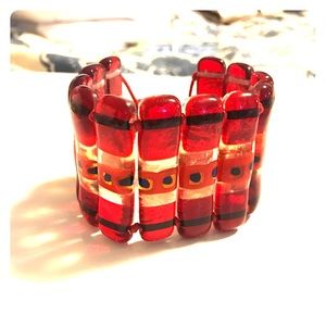 Red patterned glass bracelet